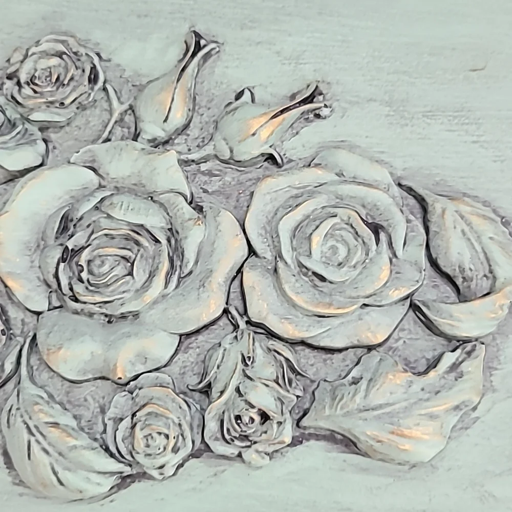 Handcrafted & Decorated Rose Covered WOODEN BOX.